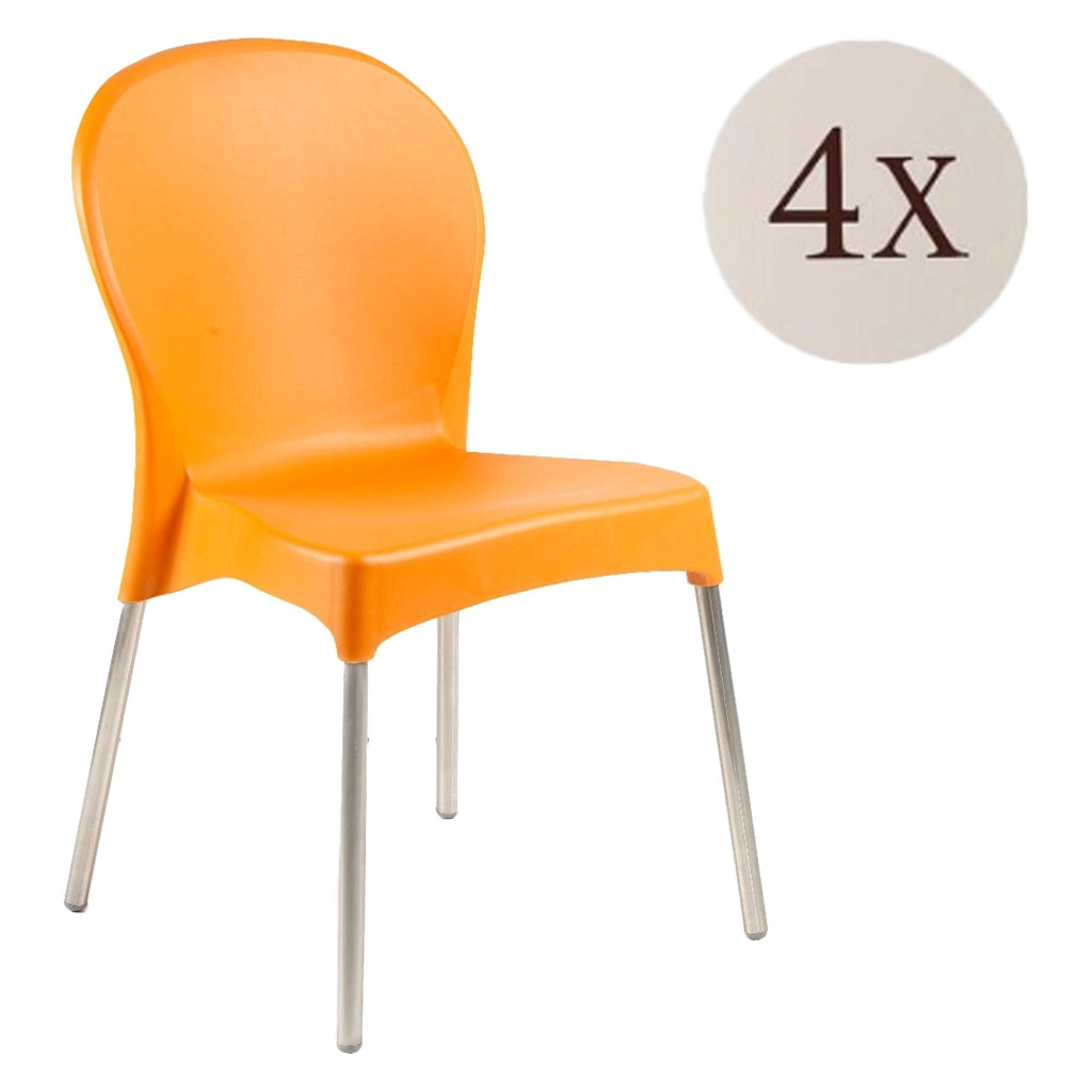Eclectic, Sedia da Esterno 4 Sedie Made in Italy, Arancione
