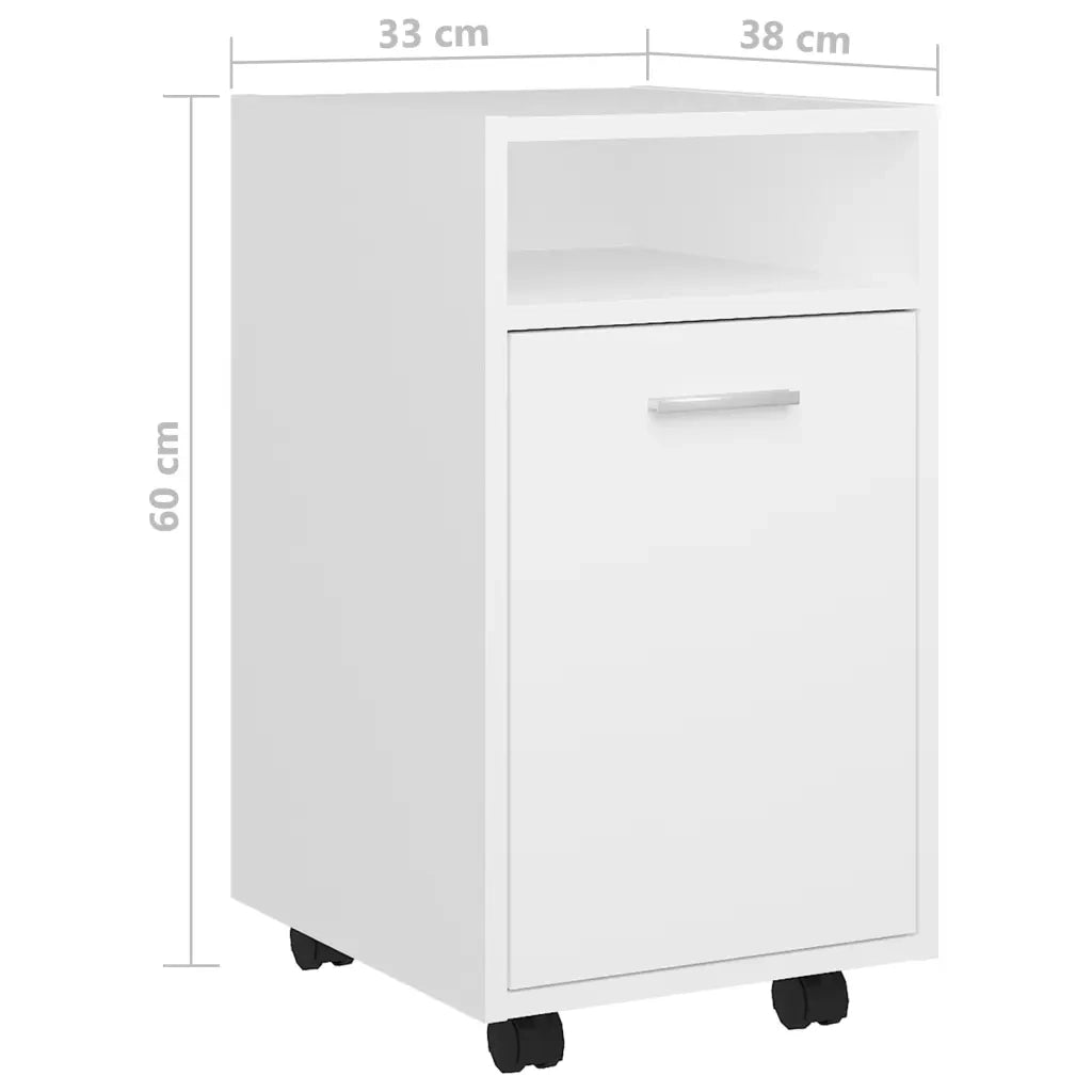 Credenza con Ruote-Buffet-Armadio da cucina Bianca 33x38x60 cm in Legno Multistrato