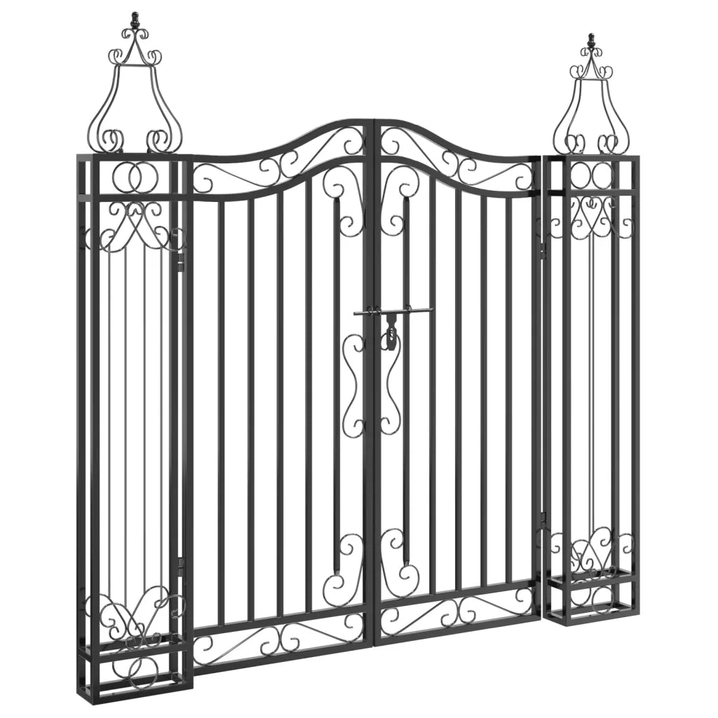 Cancello da Giardino Nero 121x8x120 cm in Ferro Battuto 363431