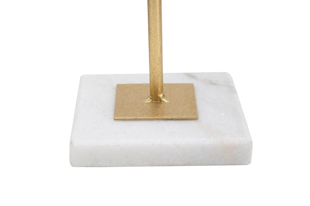 Scultura Cube 16x18x41,5 cm in Ferro e Marmo Oro e Bianco