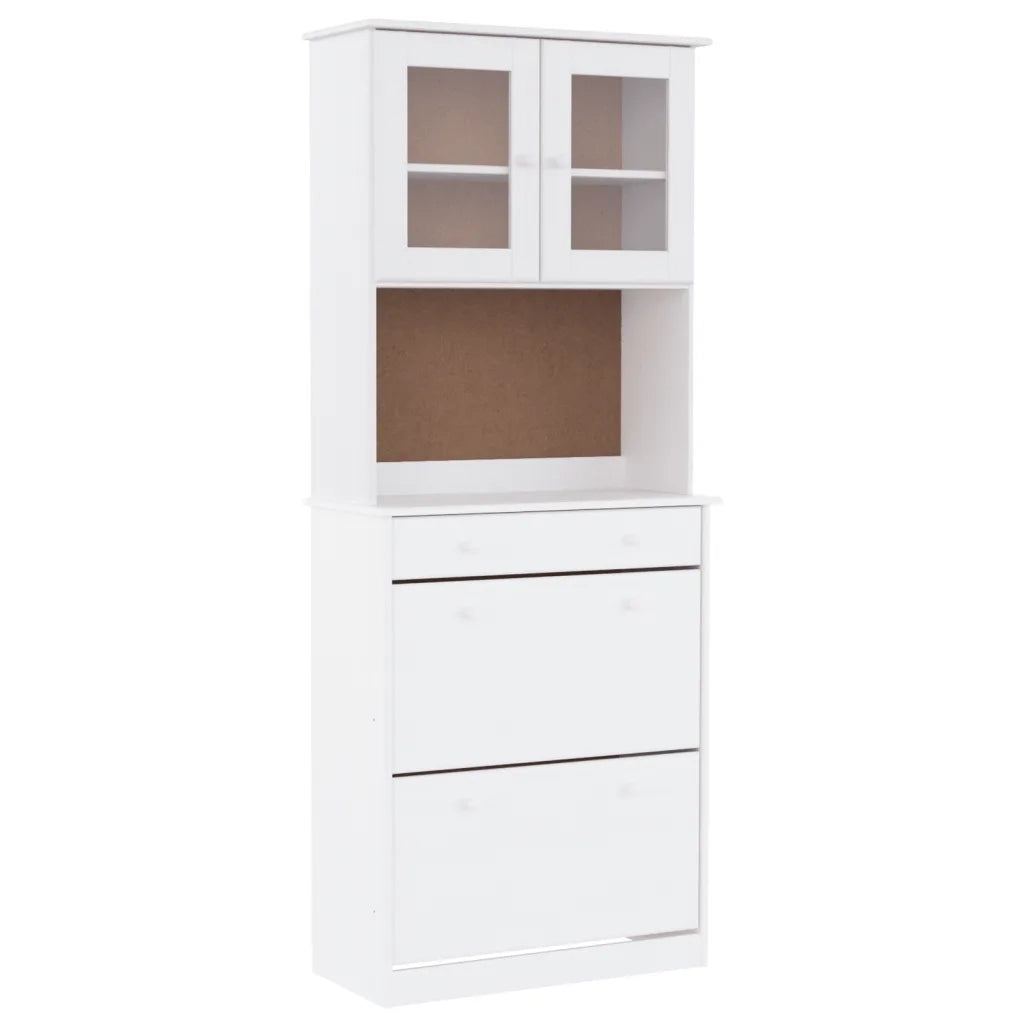 Credenza-Buffet-Armadio da cucina ALTA Bianca 77x35x188 cm in Legno Massello di Pino