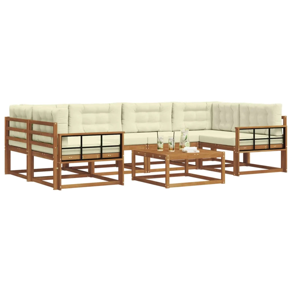 Set di divani da esterno con cuscino 7 pcs Naturale e Crema