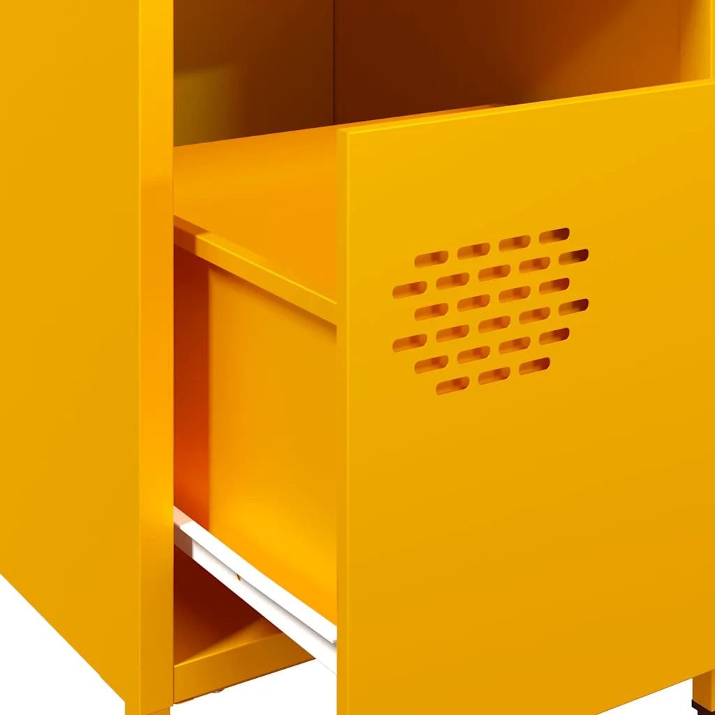 vidaXL Comodino Giallo Senape 35x39x43,5 cm in Acciaio