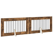 Cancello per cani pieghevole con supporti 2 pcs Rovere Fumo 892111