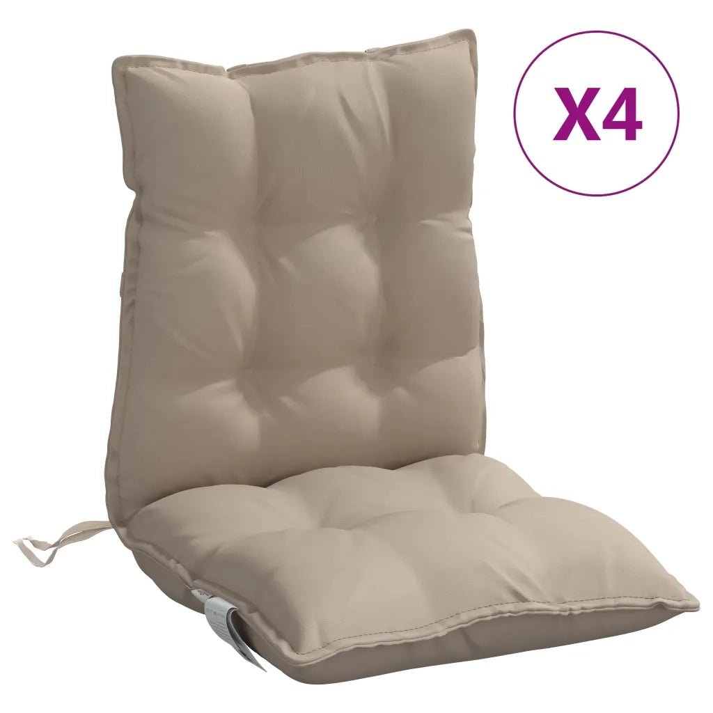 Cuscini per Sedia Schienale Basso 4 pz | Cuscini per sedie Tortora in Tessuto Oxford