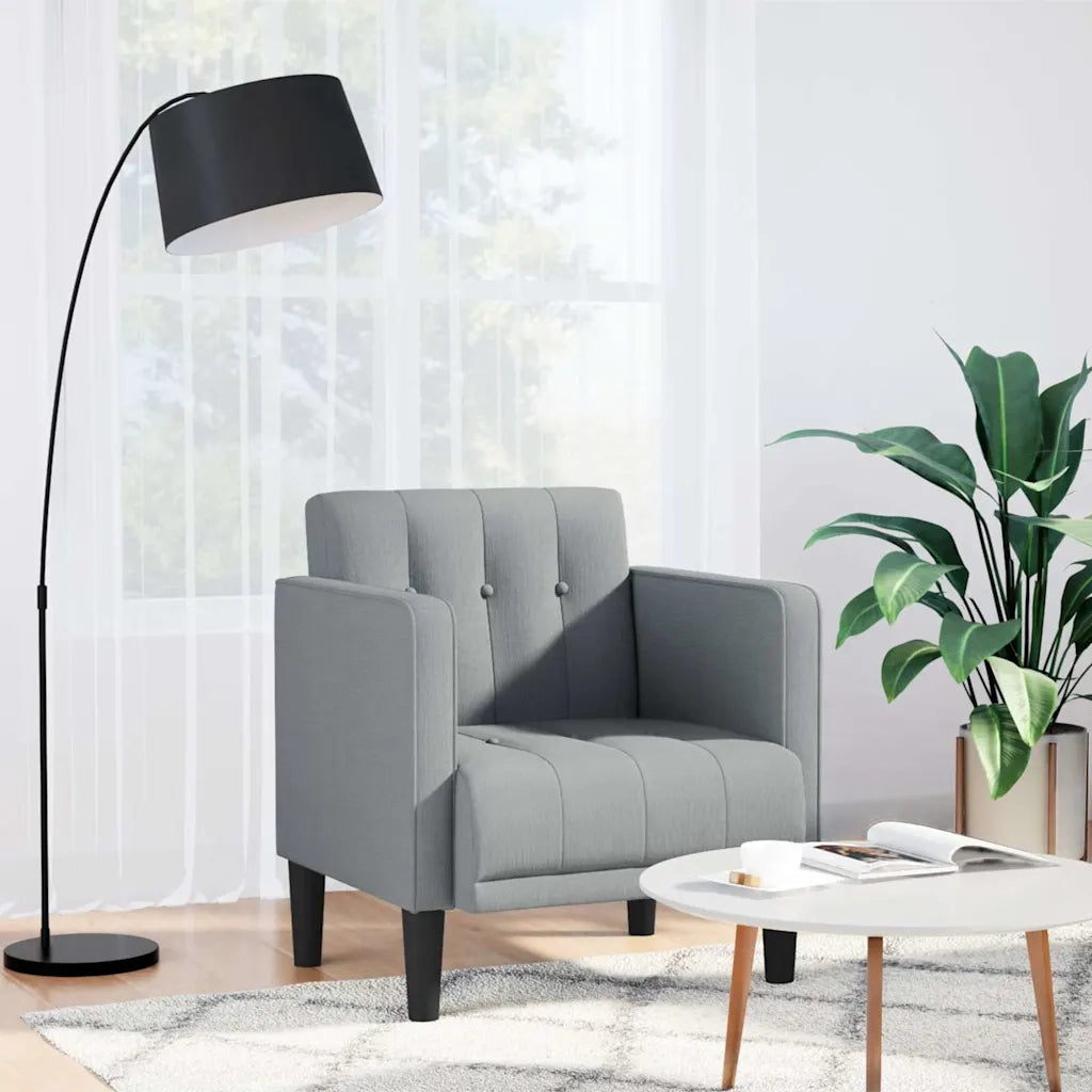 Divano Sedia con Braccioli-Poltrona-Sofa Relax Grigio Chiaro 53 cm in Tessuto