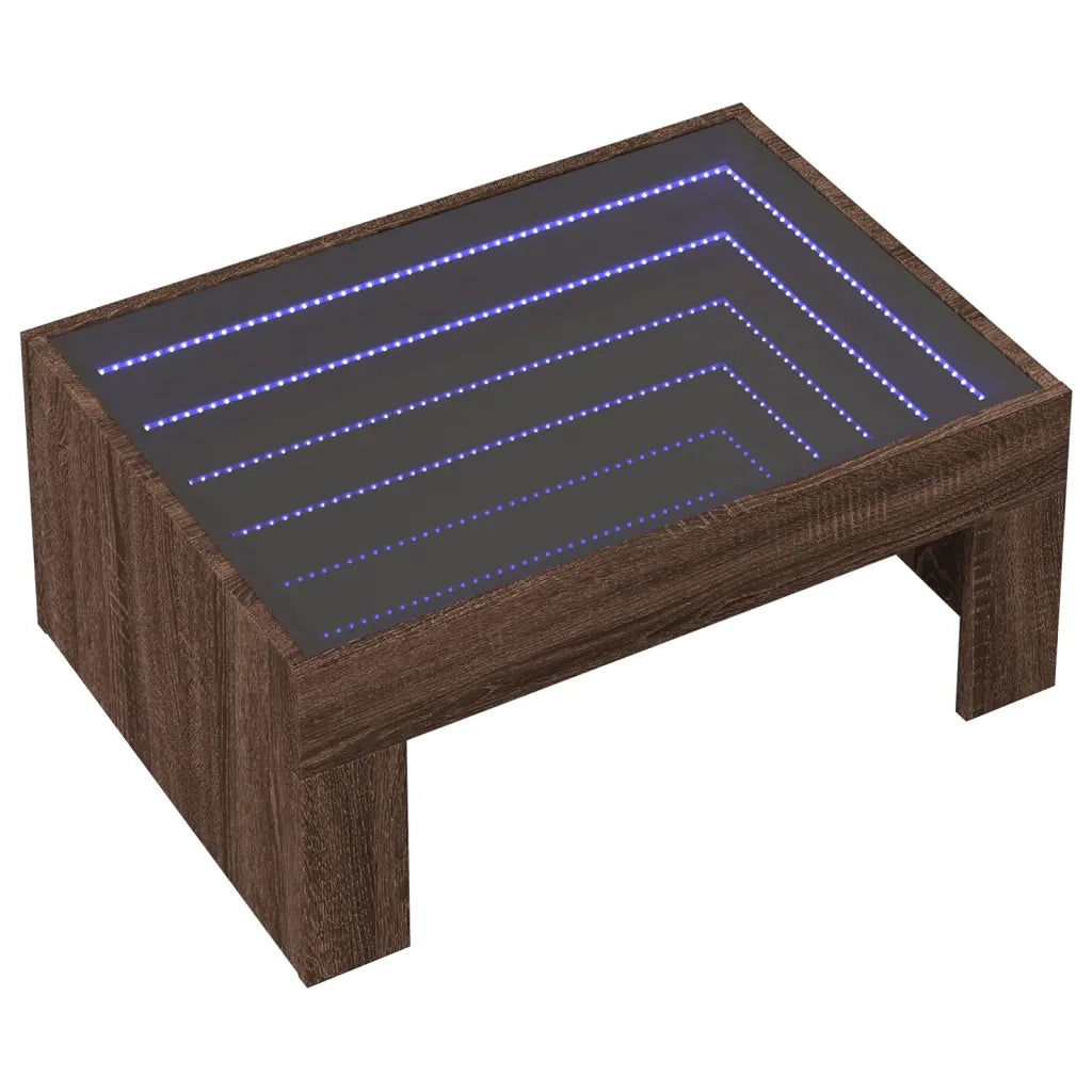 Tavolino da salotto | Tavolino da caff¨¨ | Tavolino da Soggiorno con LED Infinity Rovere Marrone 70x50x30 cm