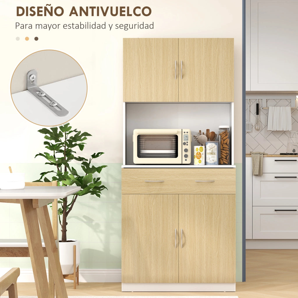 Tavolo da cucina con cassetti e ripiani regolabili ¨C Minimal ¨C 80x40x180 cm bianco naturale
