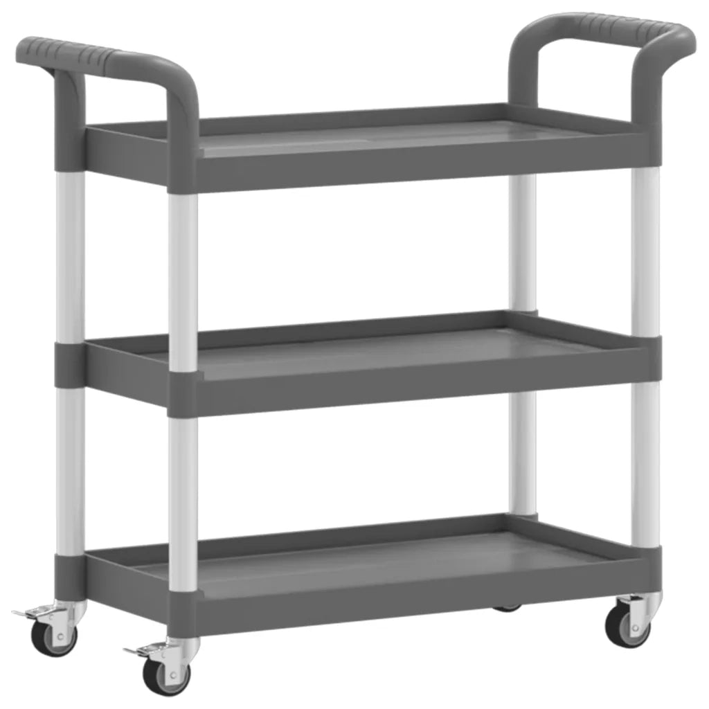 Carrello a 3 Ripiani Grigio 77x34x72 cm in Alluminiocod mxl 87689
