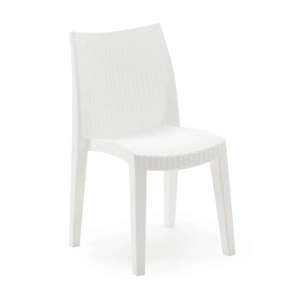 SET 4 SEDIE LADY IMPILABILE DA ESTERNO ED INTERNO BIANCA 55 X 48 X H86 CM