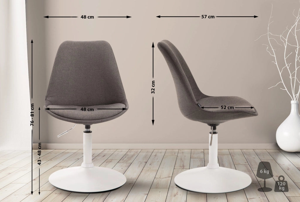 Sedia da pranzo MAVERICK in tessuto grigio scuro,bianco