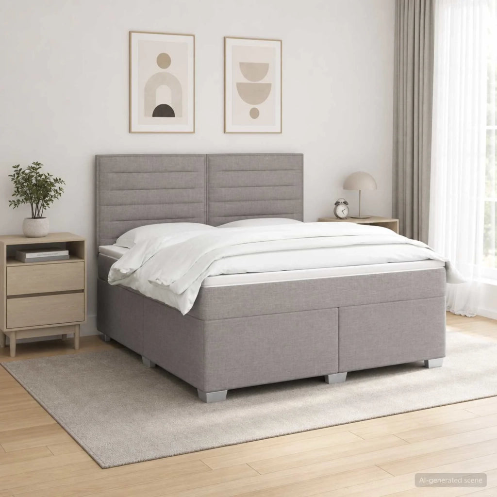 Letto box spring con materasso Tortora 140 x 190 cm Tessuto 3454863