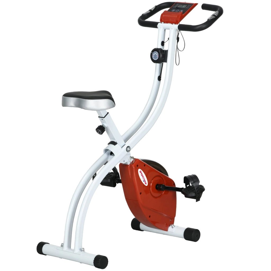 Cyclette Pieghevole Magnetica 8 Livelli Display LCD 97x43x110 cm Rosso
