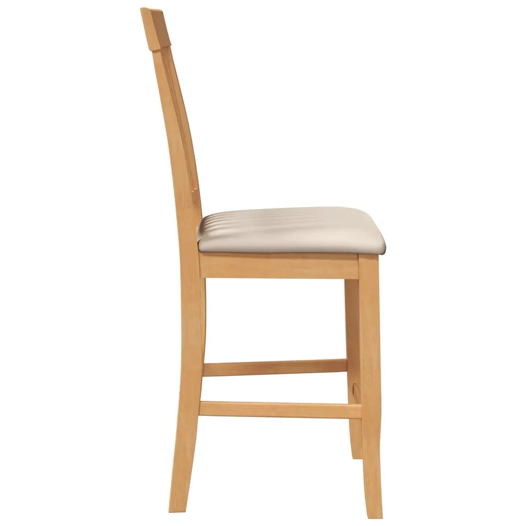 Sgabelli da Bar con Cuscini 2pz Naturale Legno Massello Hevea
