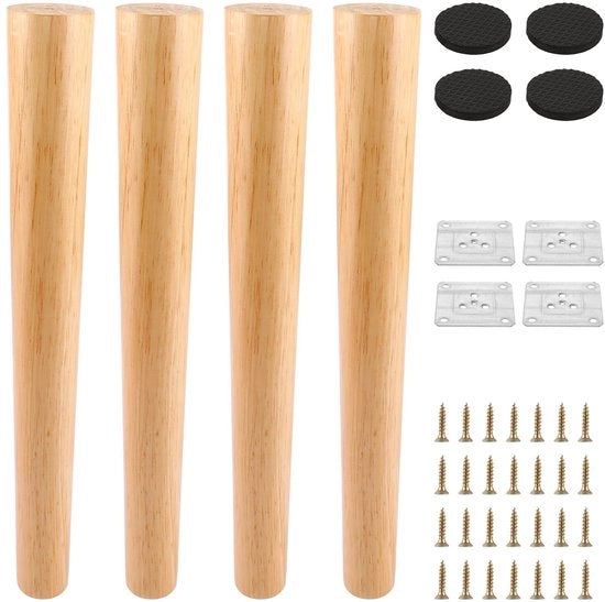 Sostegni in legno per mobili - sostituzione per gambe di tavolo - 40 cm - colore rovere - adatto per divani e tavoli da pranzo - 4 pezzi