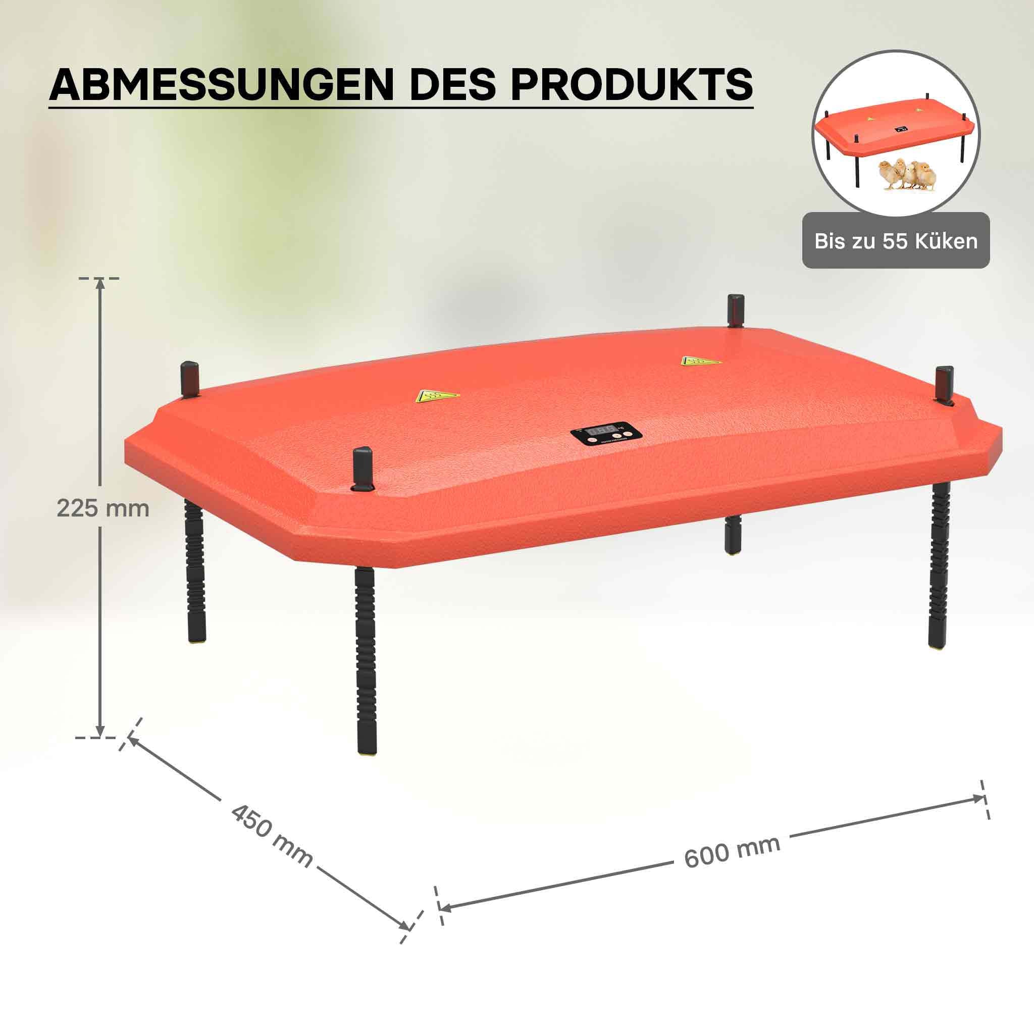Fudajo Chioccia artificiale 45x60cm 60W Piastra termica per 50-55 pulcini, temperatura regolabile