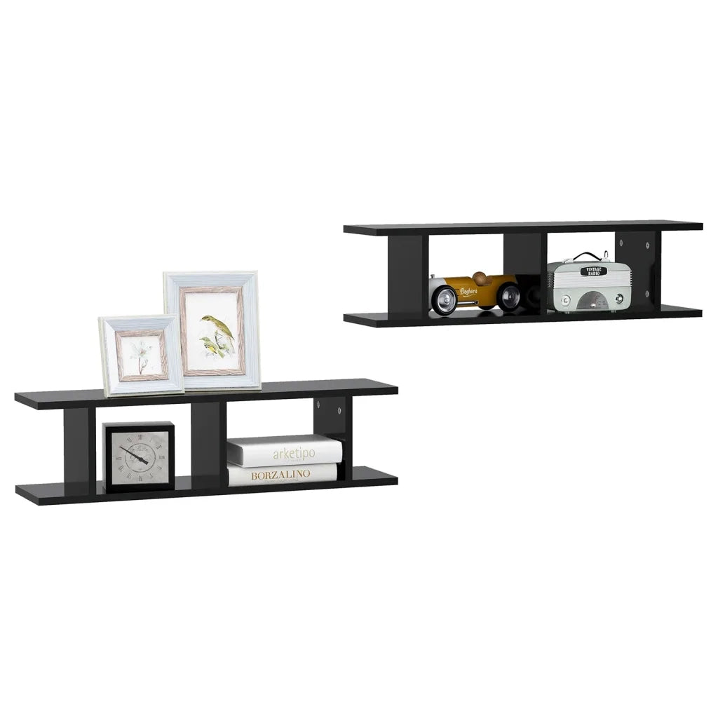Mensole a Muro 2 pz Nero 78x18x20 cm in Truciolato cod mxl 43474