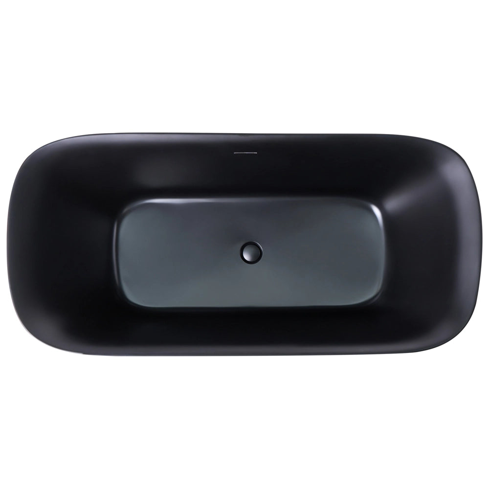 Vasca da bagno freestanding in acrilico nero 1600 x 750 mm ovale con finitura liscia opaca Stile moderno per il bagno