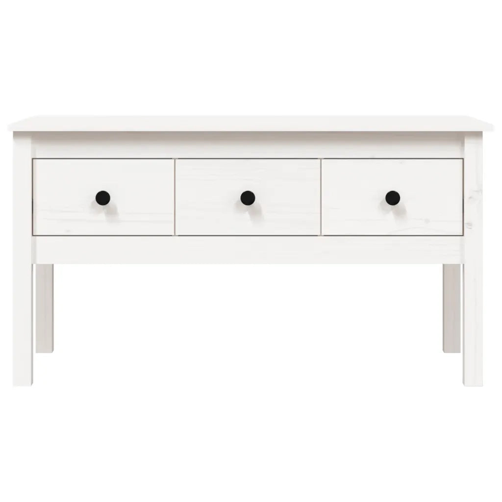 Tavolino da Salotto Bianco 102x49x55 cm Legno Massello di Pino 820942