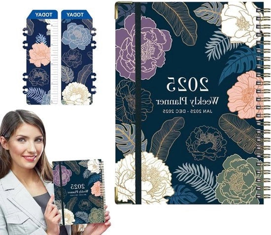 Weekplanner verticale spiraal 2025 22 x 165 cm con penitore e carta 100 g/m².