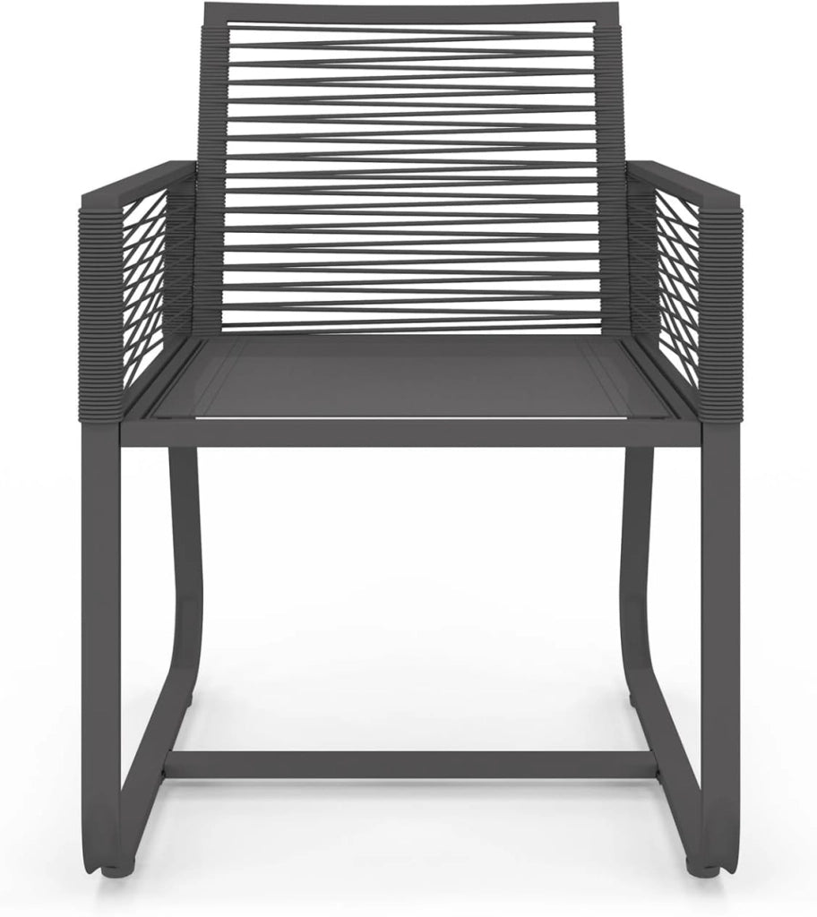 IDMarket - Set di 2 poltrone da giardino ODESSA in metallo e corda grigia