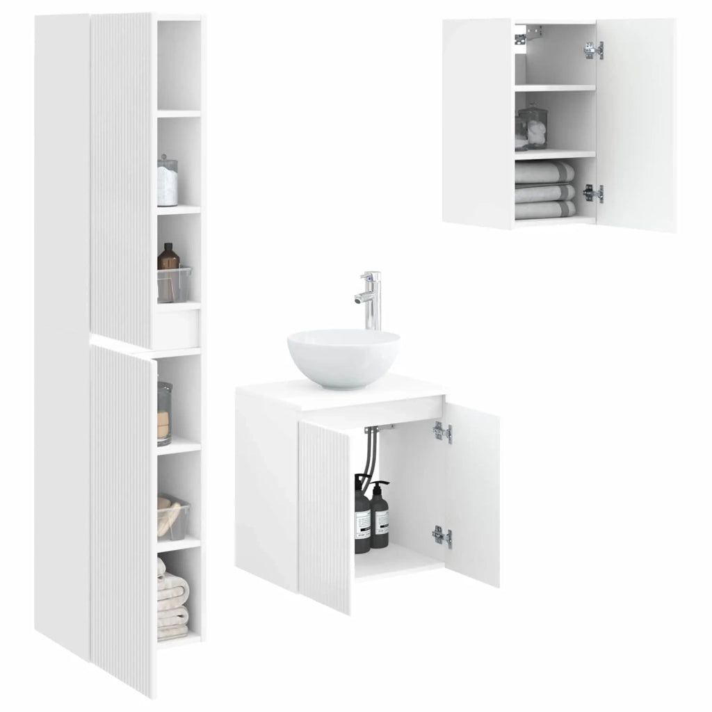 Set di mobili per il bagno 3 pz Bianco Lucido 3406067