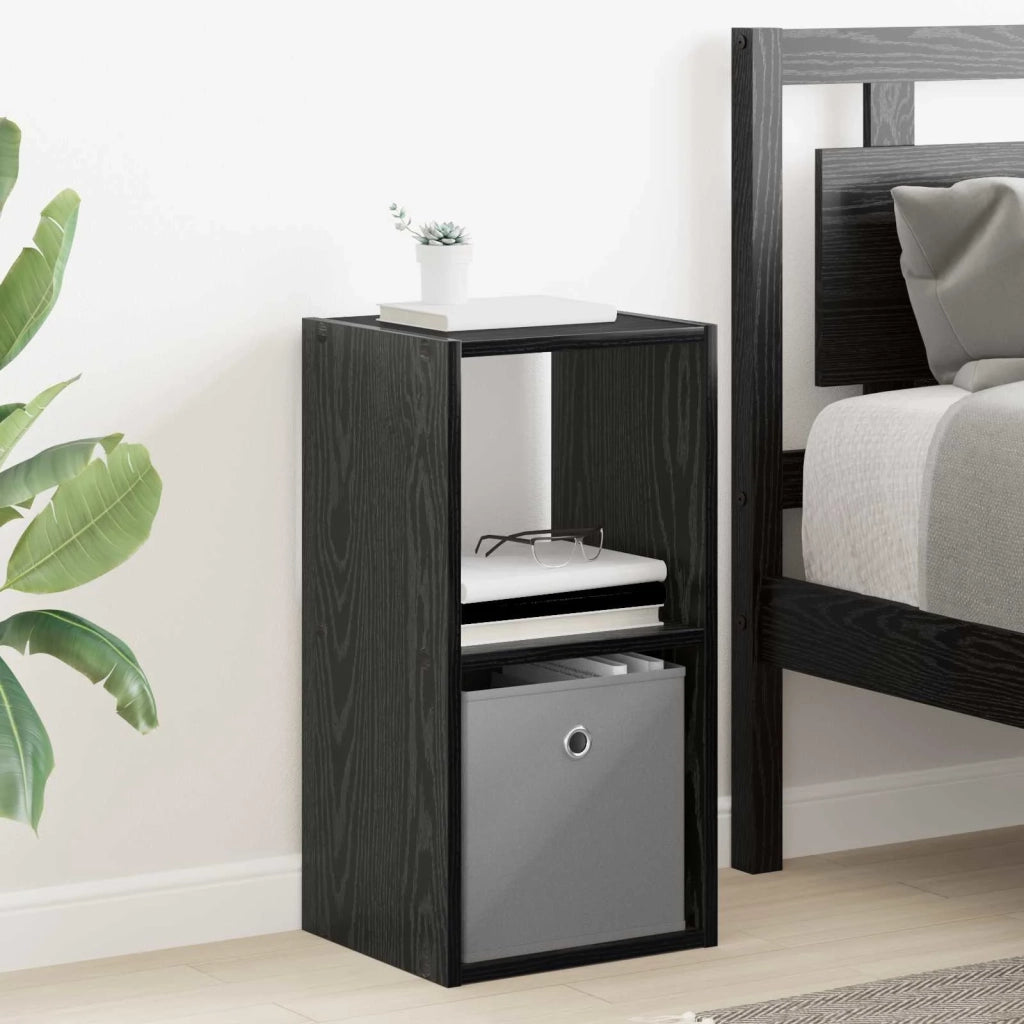 Comodino con cassetto 2 pcs Rovere Nero 30,5 x 27 x 59,5 cm