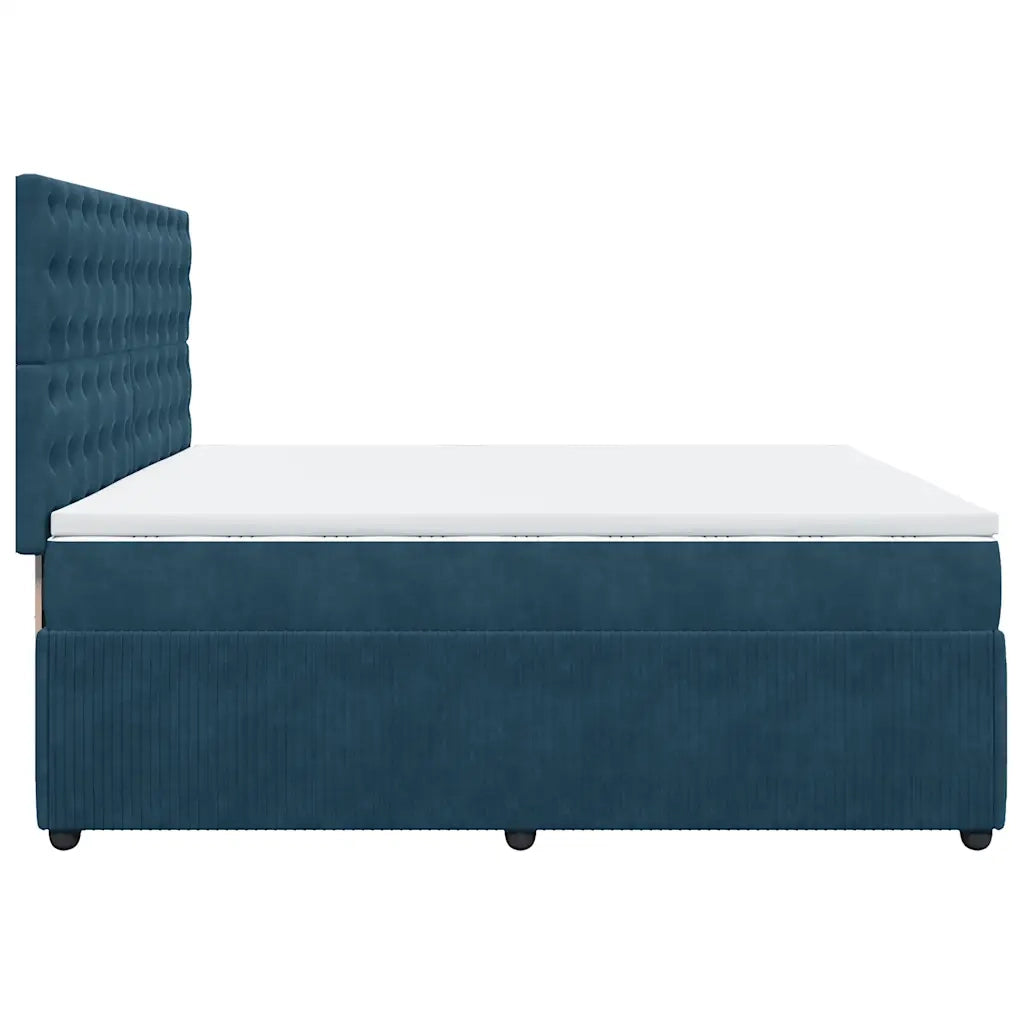 Giroletto a Molle con Materasso Blu Scuro 200x200 cm in Velluto