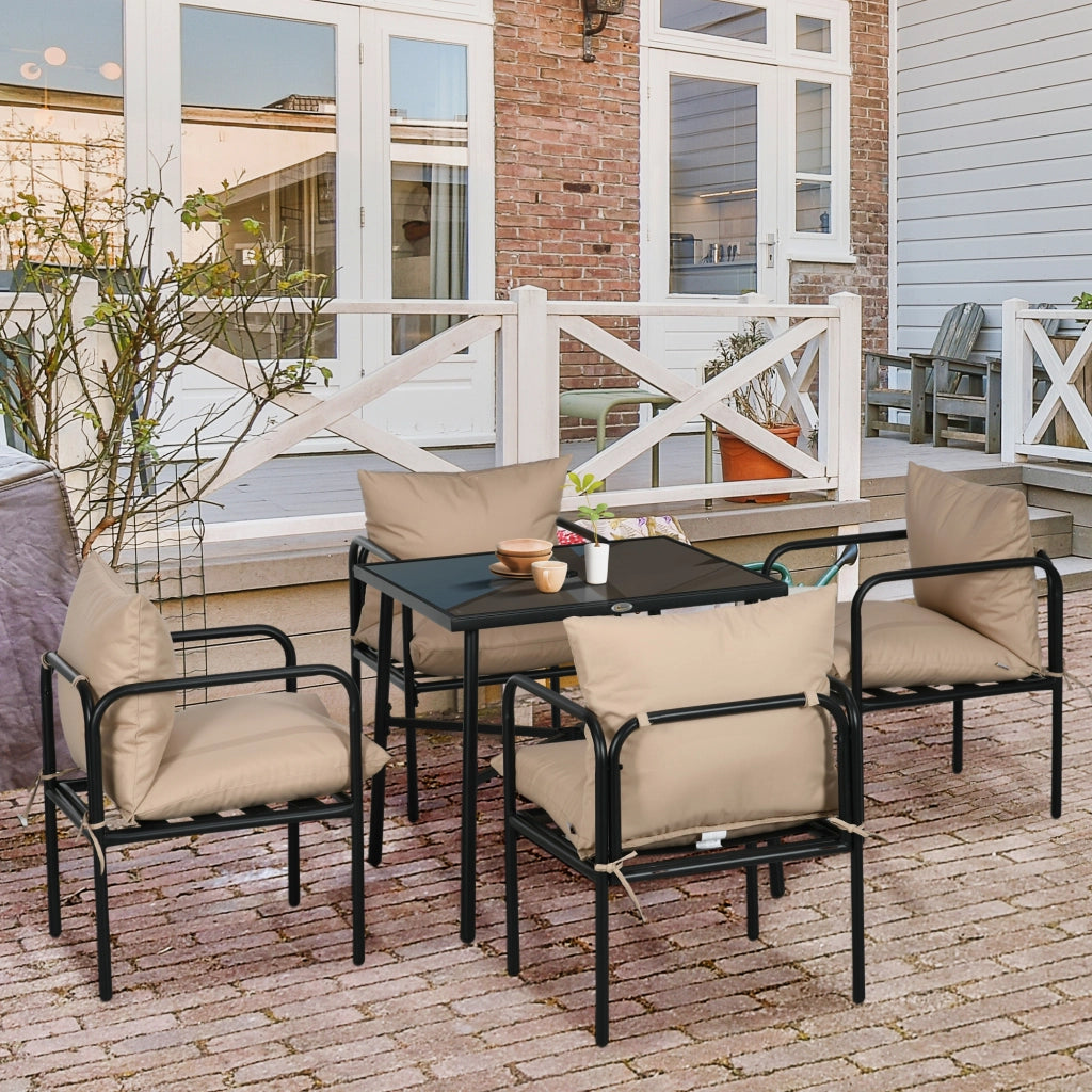 Set Giardino Tavolo Quadrato e 4 Sedie ¨C zephmum ¨C 5 Pezzi con 4 Cuscini