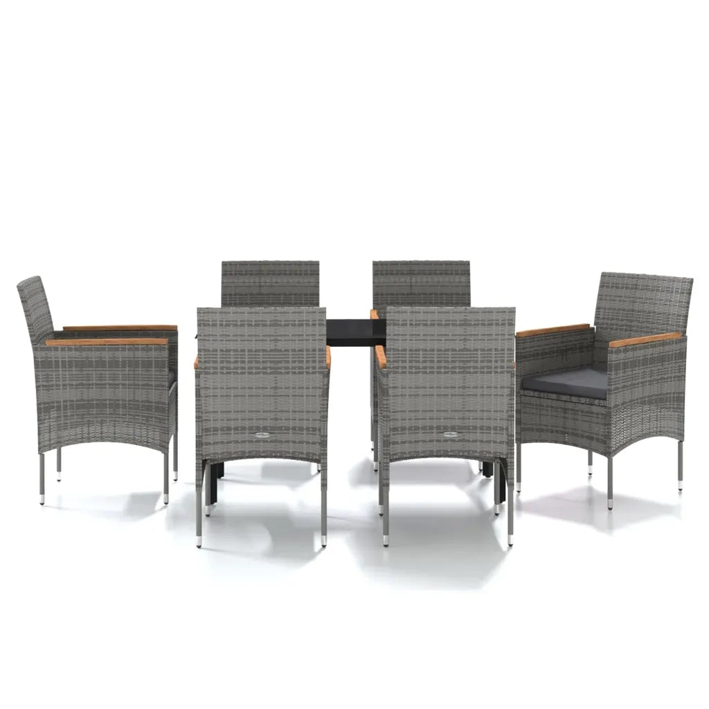 Set da Pranzo da Giardino 7 pz con Cuscini Grigio e Nero cod mxl 42162