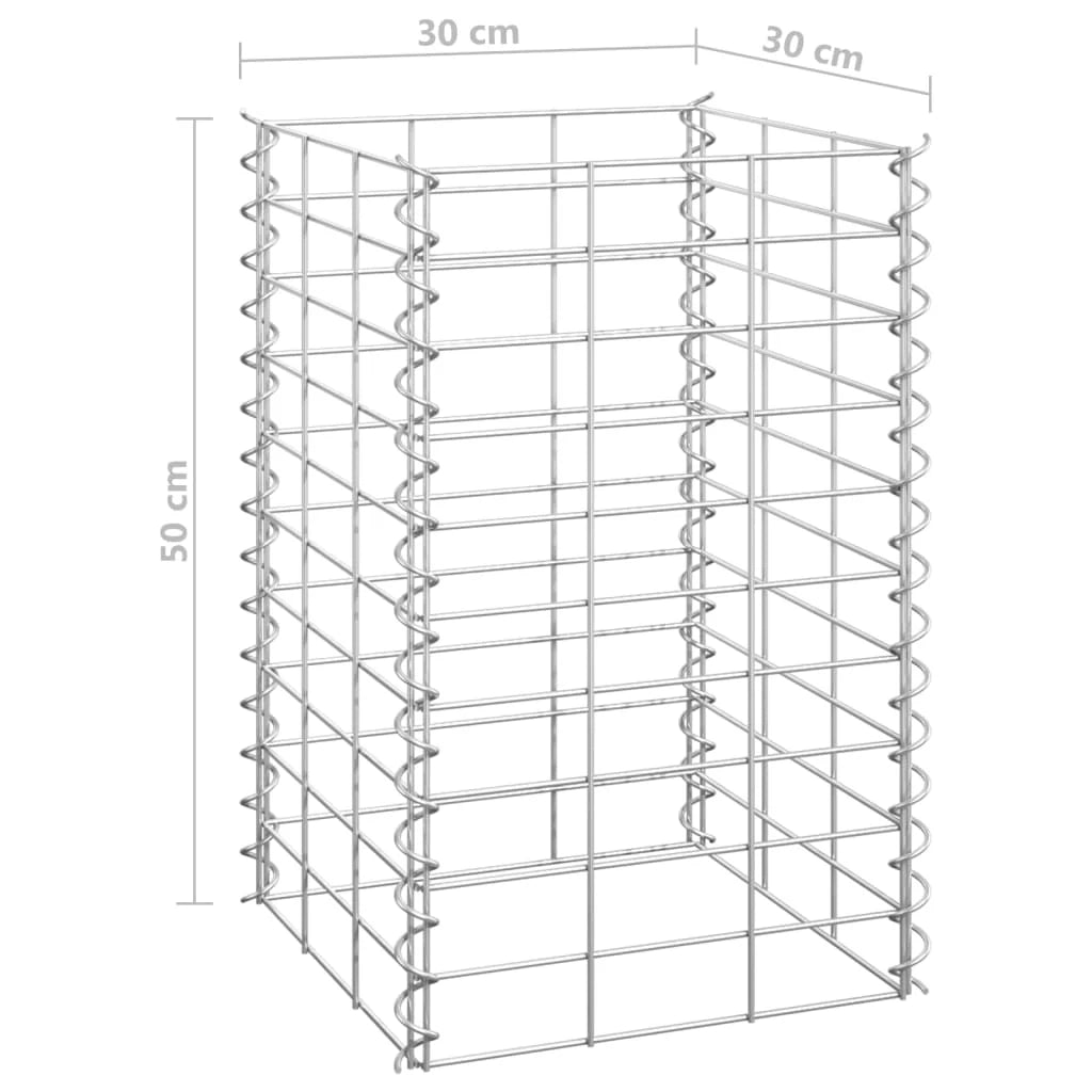 Gabbioni per aiuole rialzate set da 4 30 x 30 x 50/100/150/200 cm ferro argento 02_0039948