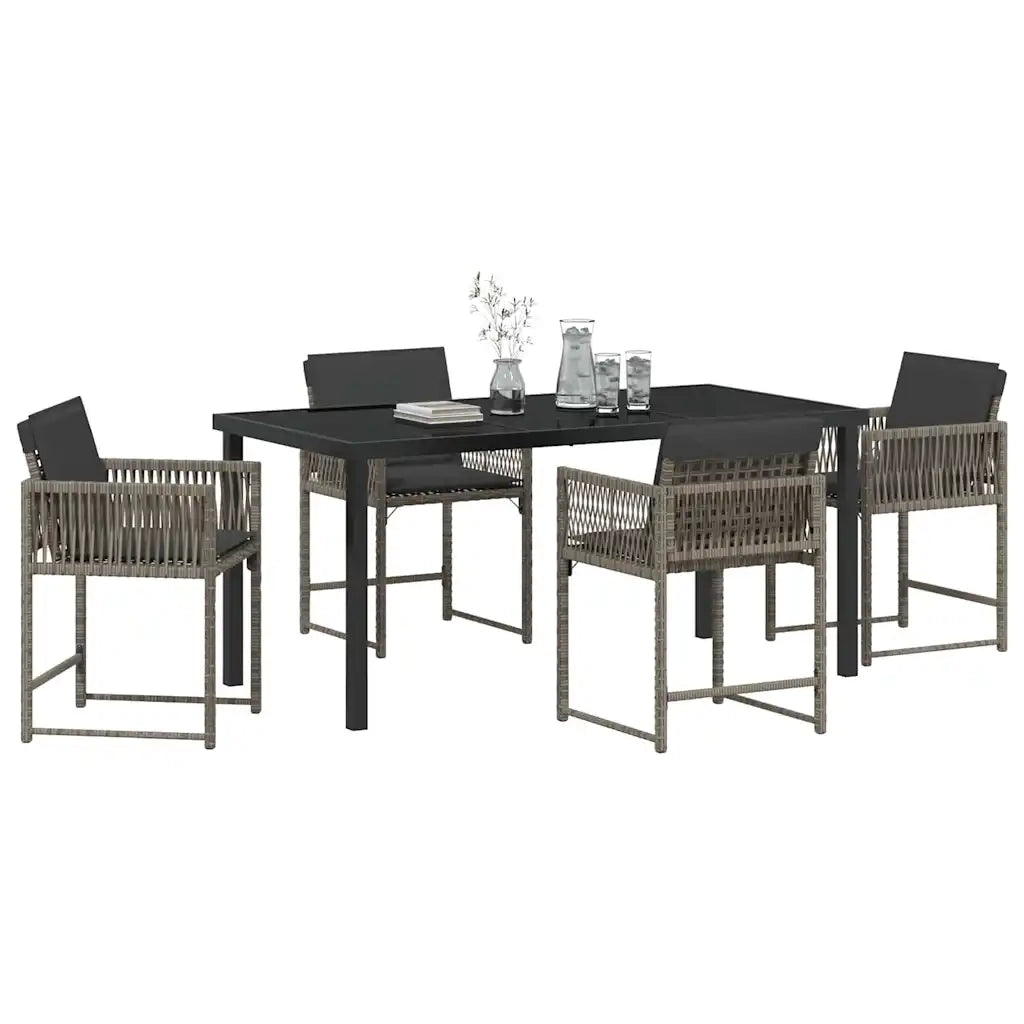 Set da Pranzo per Giardino 5 pz | Set Salotto da Giardino Grigio polyrattan