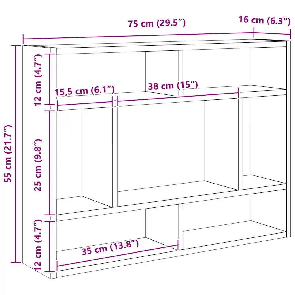 Scaffale a Parete Rovere Artigianale 75x16x55 cm in Truciolato 862046