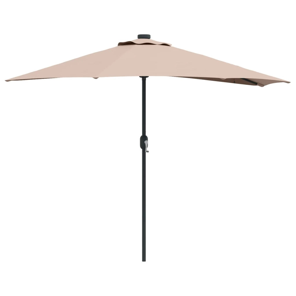 Ombrellone da giardino pieghevole moderno 294 x 150 x 224 cm con LED solare atmosfera accogliente poliestere color tortora 02_0058669