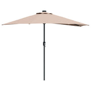 Ombrellone da giardino pieghevole moderno 294 x 150 x 224 cm con LED solare atmosfera accogliente poliestere color tortora 02_0058669