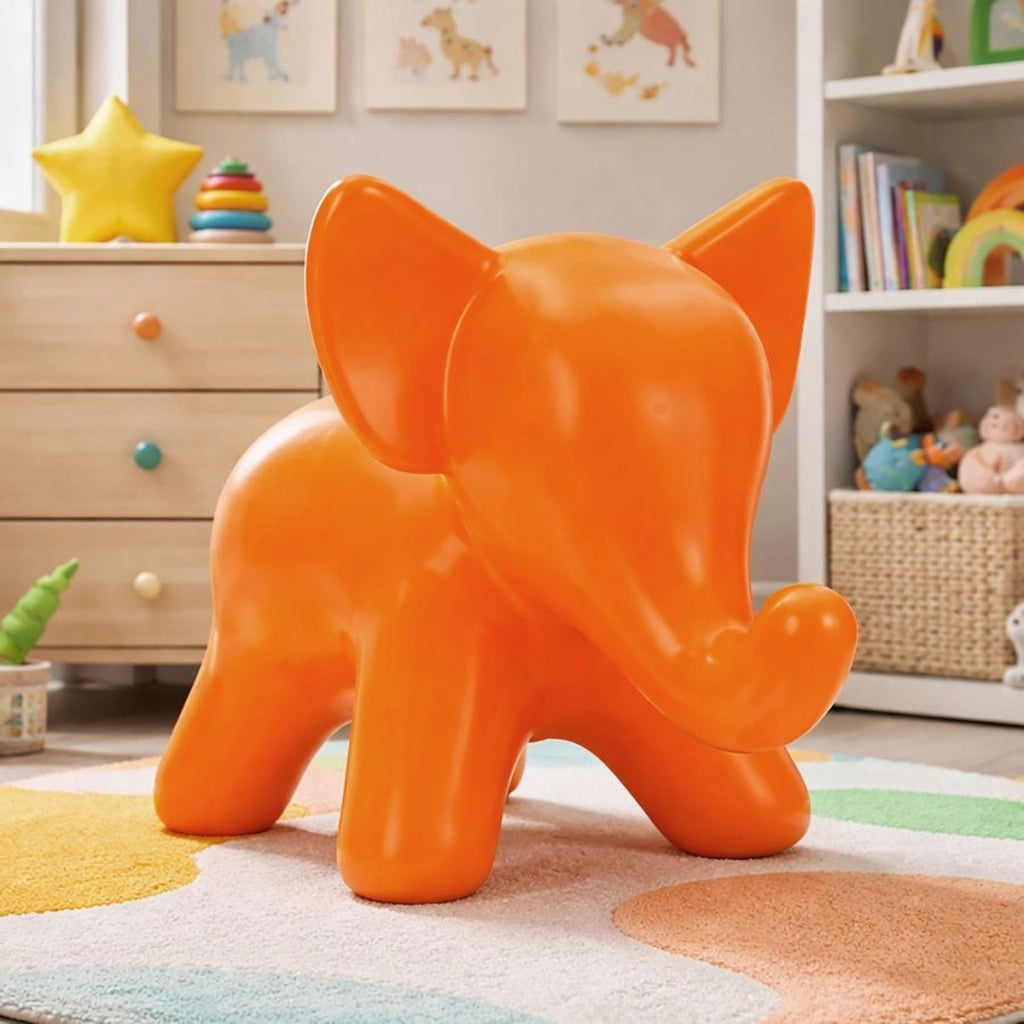 Sgabello Basso Elefante, Arancione, Plastica, 86x46x56 cm