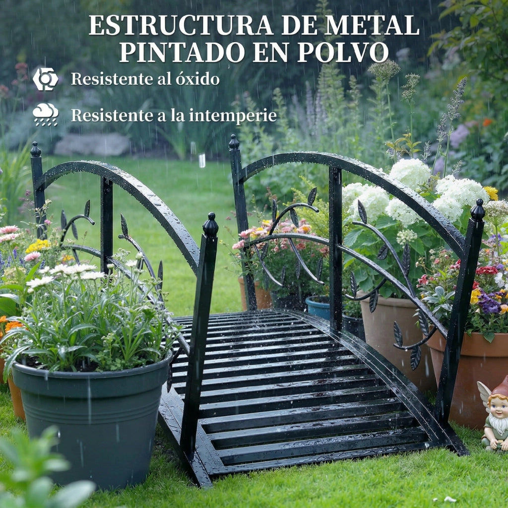 Ponte da Giardino Metallico con Ringhiera ¨C zephmum ¨C 120 cm Colore Nero