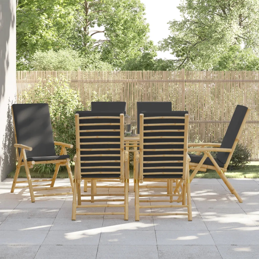 vidaXL Sedie da Giardino Reclinabili 6 pz Cuscini Grigio Scuro Bambù
