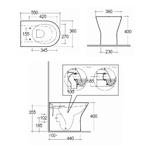 Sanitari filomuro FEELING Rak Ceramics: WC, bidet, copriwater soft-close Beige Opaco