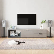 Pedane per Casse 2pz Nero Vetro Temperato Design a 1 Pilastro 51808