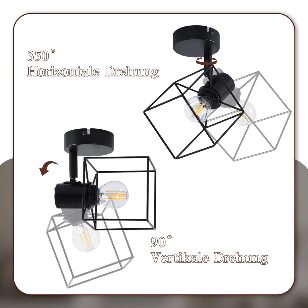 ZMH Faretto da soffitto 1 fiamma E14 plafoniera orientabile 350° metallo vintage soggiorno