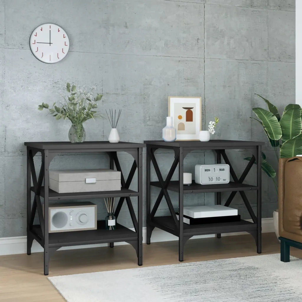 Tavolini 2 pz Neri 40x42x50 cm in Legno Multistratocod mxl 126276