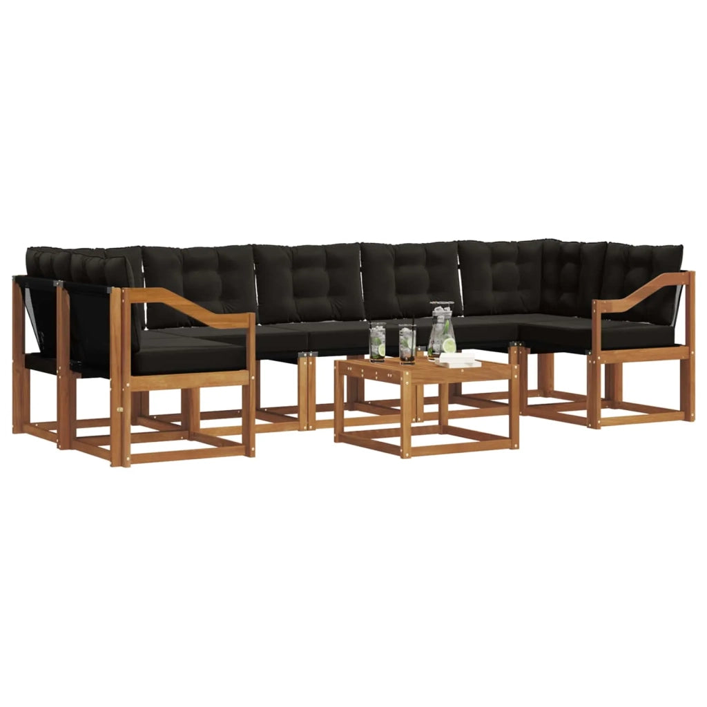 Set di divani da esterno con cuscino 8 pcs Naturale e Nero 3368507