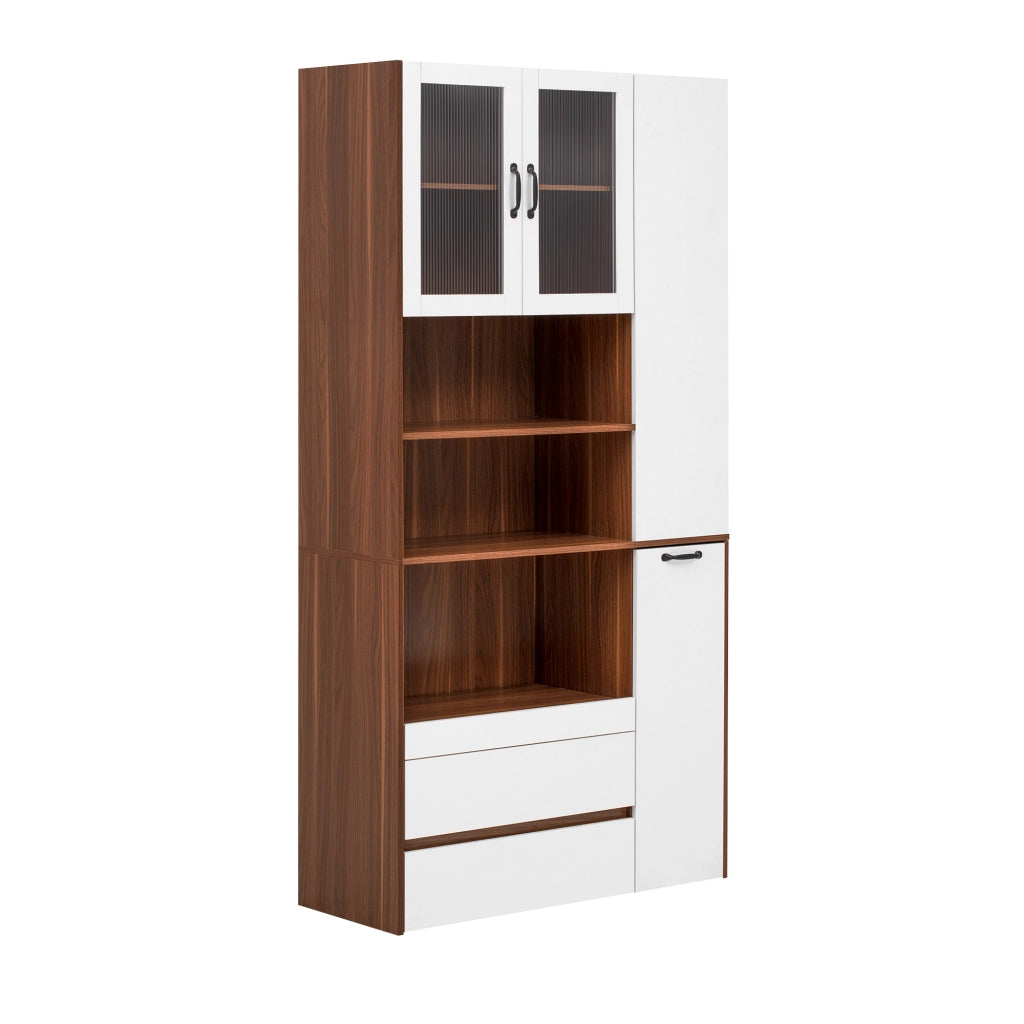 Highboard con Cassetti e Ripiani ¨C MINIMAL ¨C Bianco e Noce