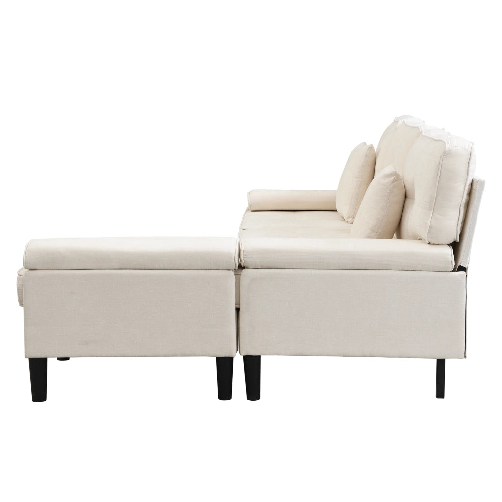 Divano Angolare Chaise Longue con Funzione Letto ¨C MINIMAL ¨C Chenille, 3 Posti, 195 cm