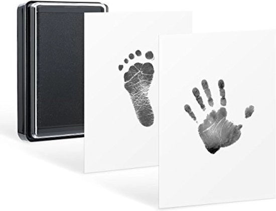 Impressione di piede riutilizzabile per bambini, neonati e cani - facile da lavare, non tossico - impronta digitale (nero).
