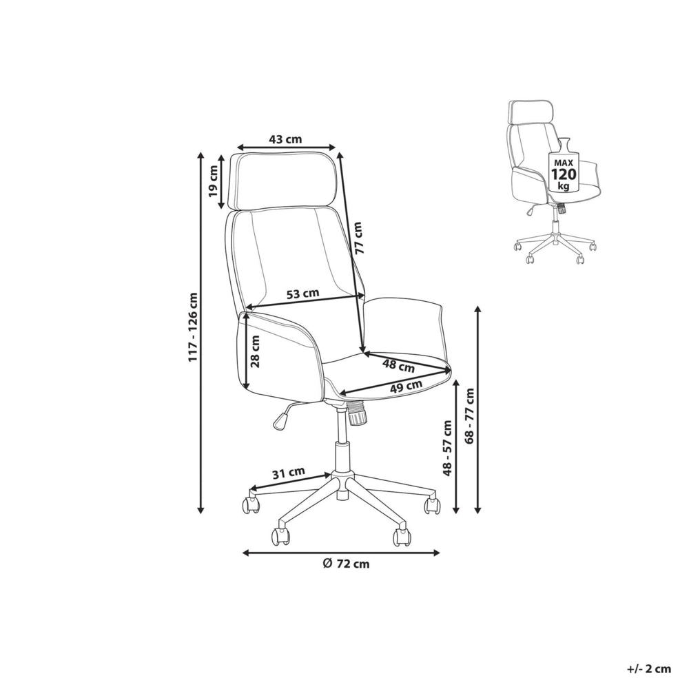 Sedia ufficio in materiale sintetico beige struttura in metallo schienale regolabile e girevole ufficio