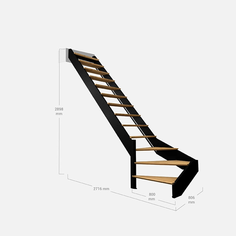 SPECTRA - Scala sinistra a 1/4 di giro con LED integrati, nera