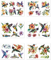 Decorazioni per finestre adesive 20cm x 30cm, 6 fogli con 32 motivi Hummingbird, Decorative adesivi per finestre rimovibili per casa e ufficio
