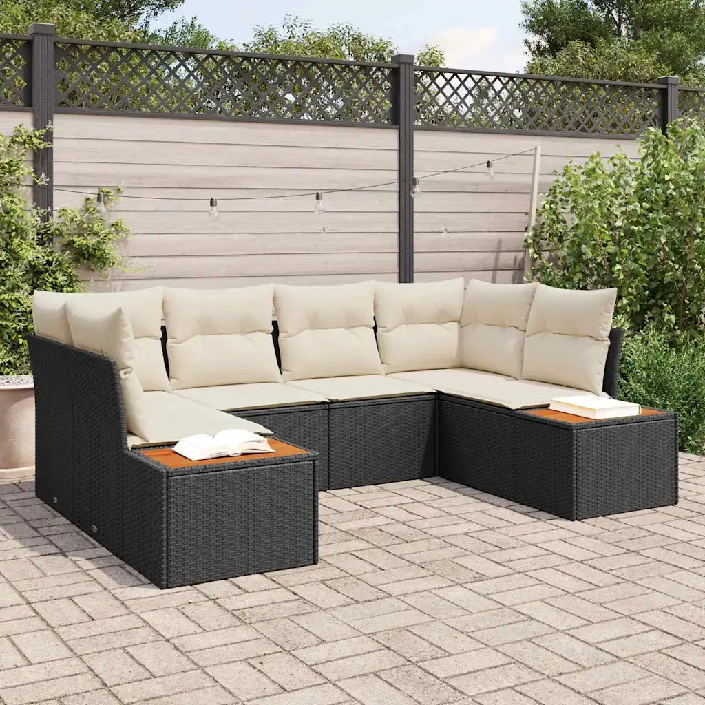 Set Divano da Giardino con cuscino 6 pcs Nero polyrattan 3348153